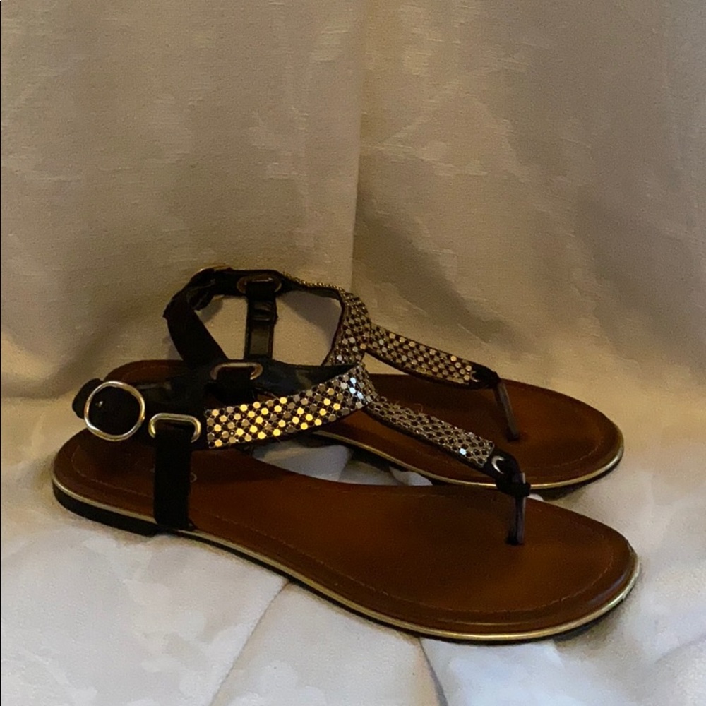 COPY - Brown-gold embellished sandals
